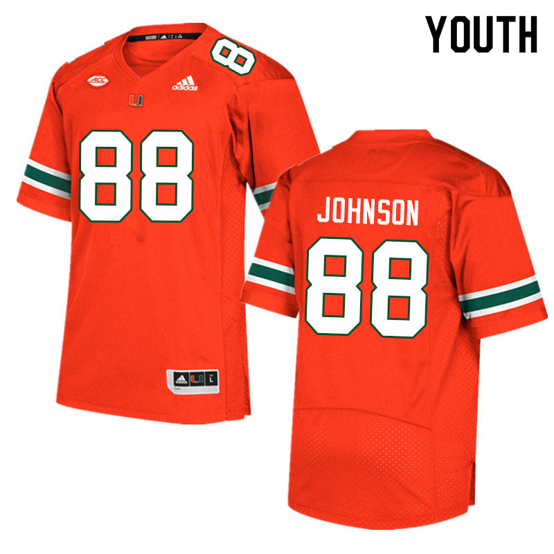 Youth #88 Dante Johnson Miami Hurricanes College Football Jerseys Sale-Orange